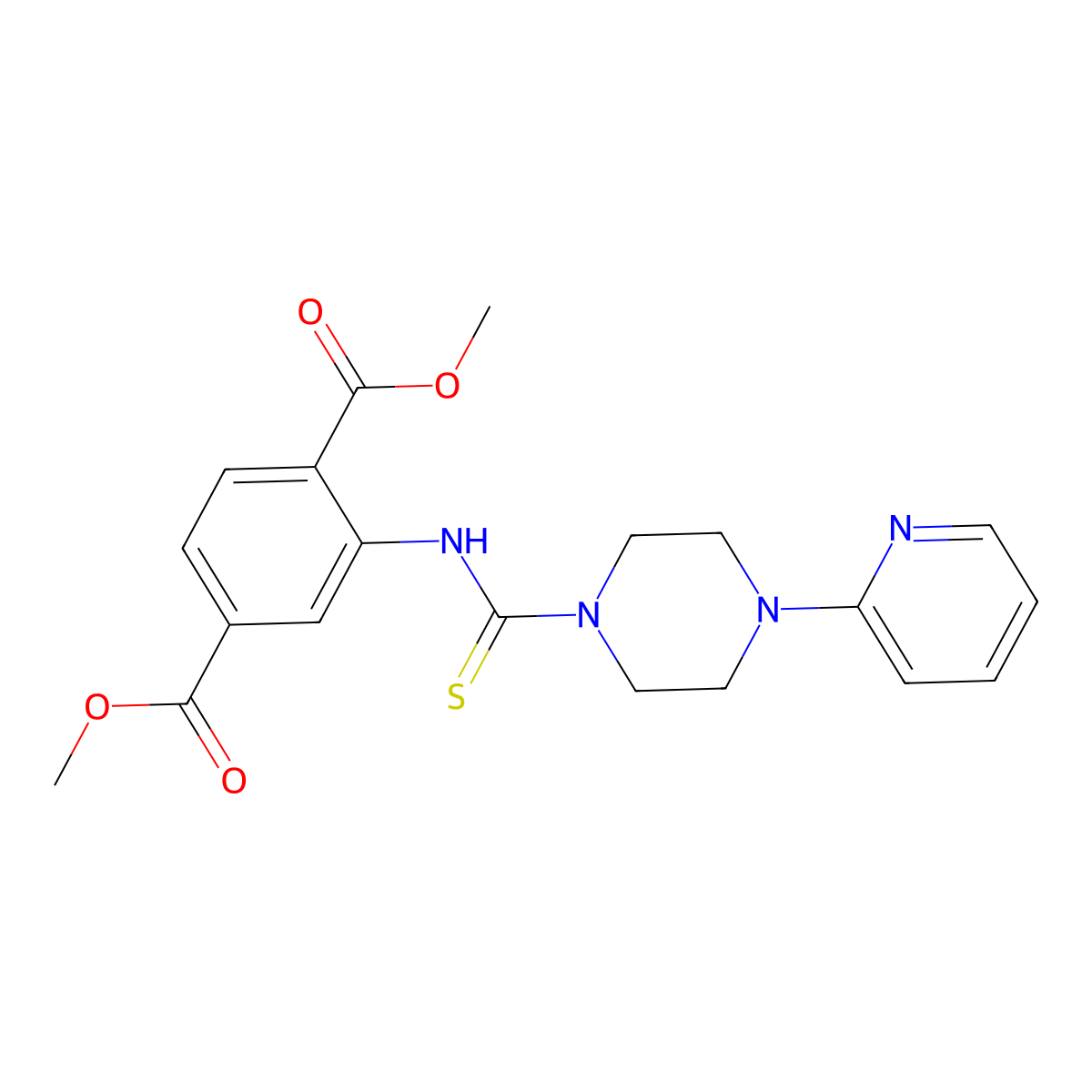 Dimethyl 2-(4-(pyridin-2-yl)piperazine-1-carbothioamido)terephthalate molecular structure, CAS 717831-67-9