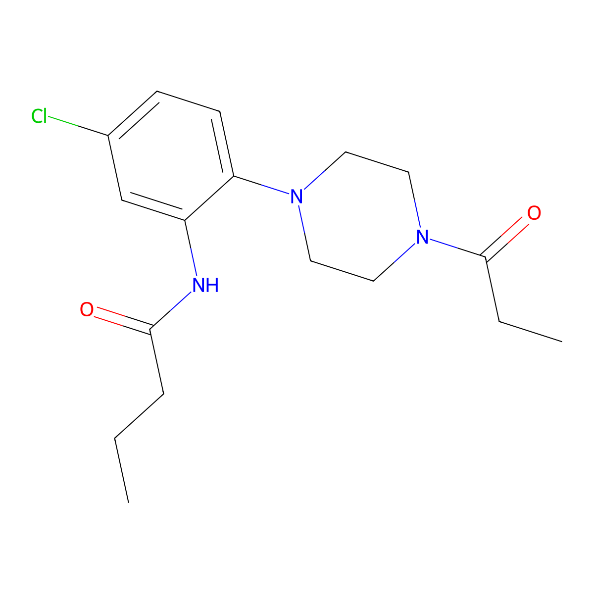 N-[5-chloro-2-(4-propanoylpiperazin-1-yl)phenyl]butanamide molecular structure, CAS 717831-68-0