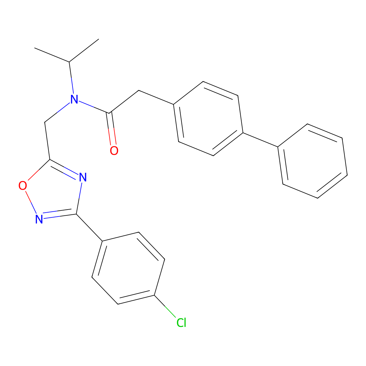 N-[[3-(4-chlorophenyl)-1,2,4-oxadiazol-5-yl]methyl]-2-(4-phenylphenyl)-N-propan-2-ylacetamide molecular structure, CAS 717831-69-1