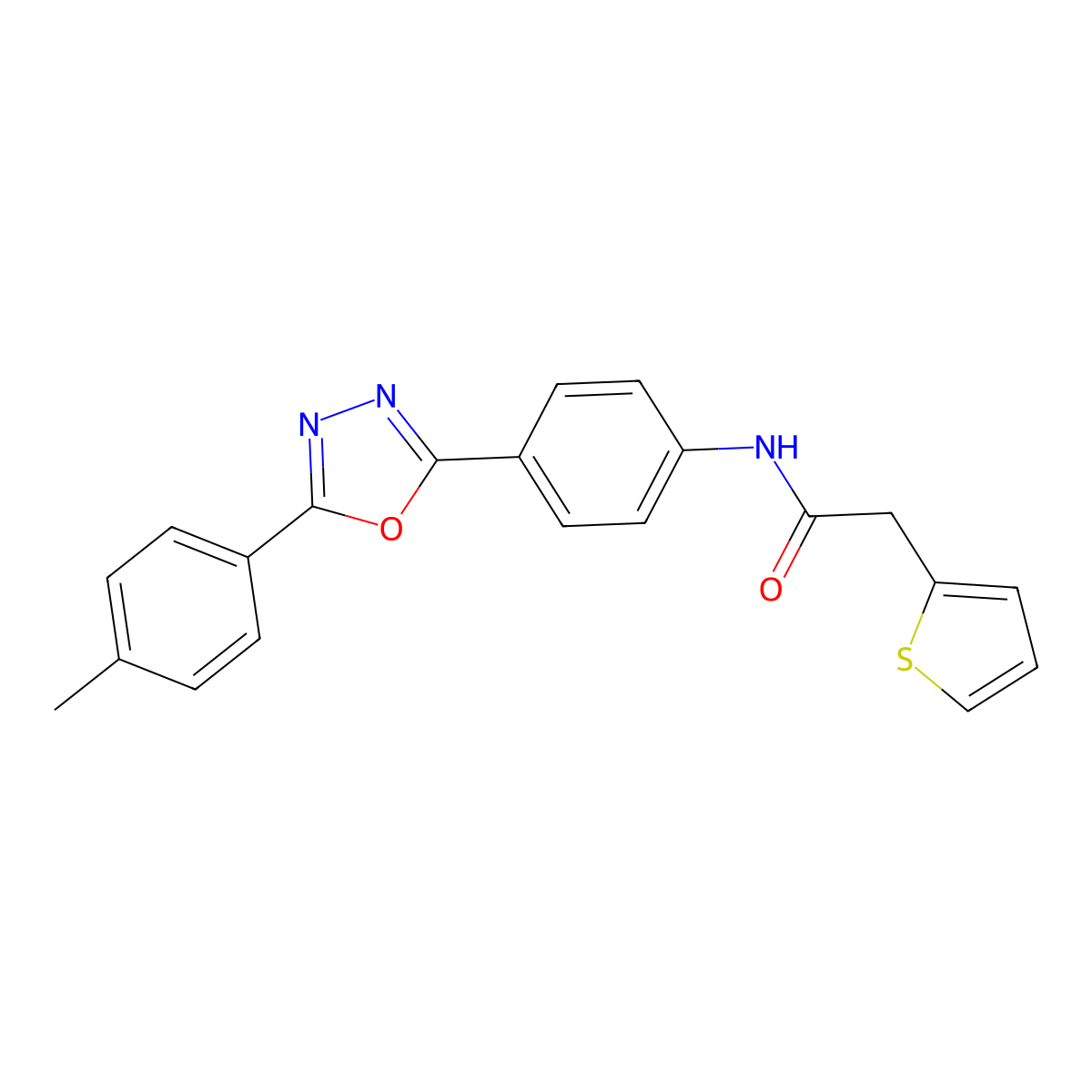 N-{4-[5-(4-methylphenyl)-1,3,4-oxadiazol-2-yl]phenyl}-2-(2-thienyl)acetamide molecular structure, CAS 717831-70-4