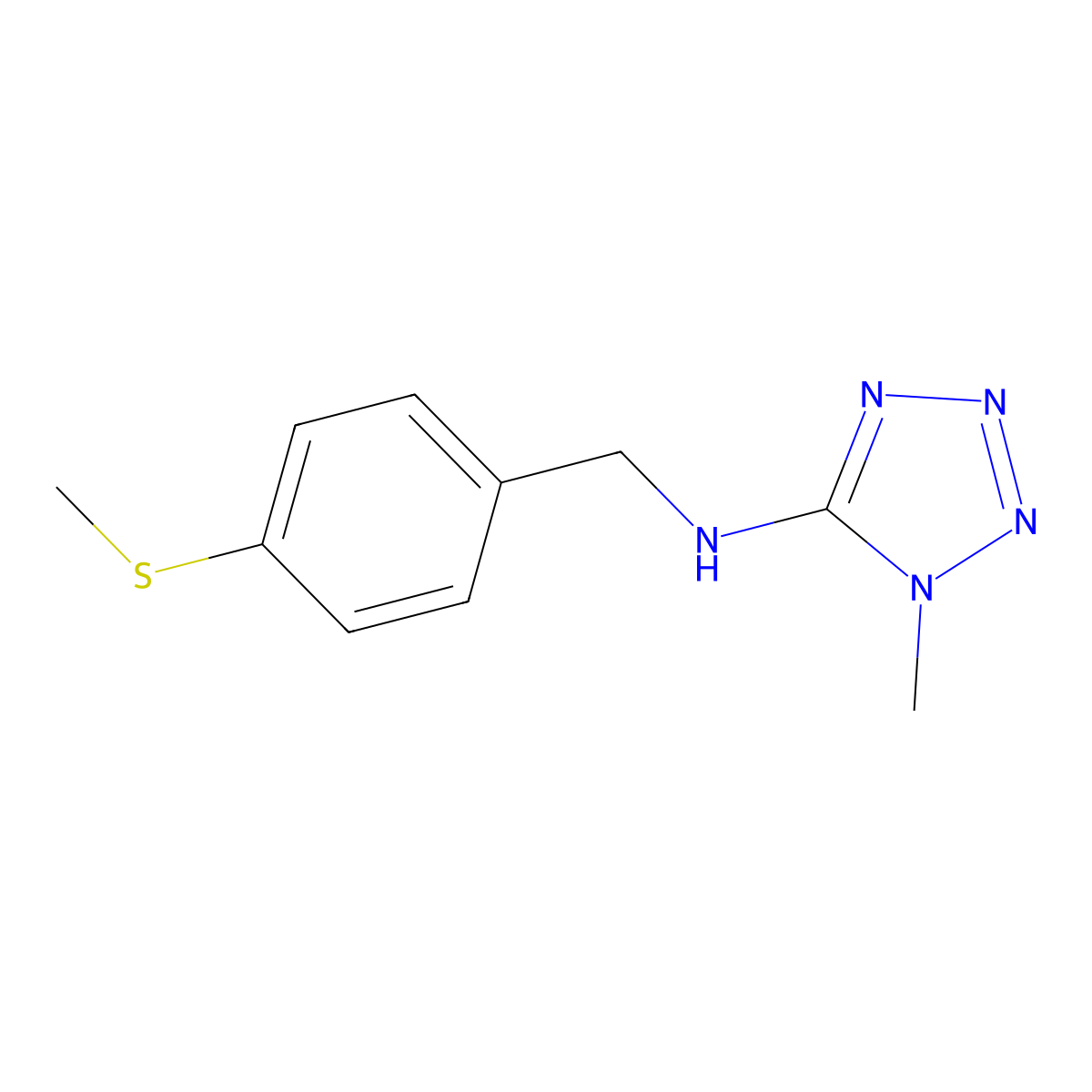 1-methyl-N-[(4-methylsulfanylphenyl)methyl]tetrazol-5-amine molecular structure, CAS 717831-71-5