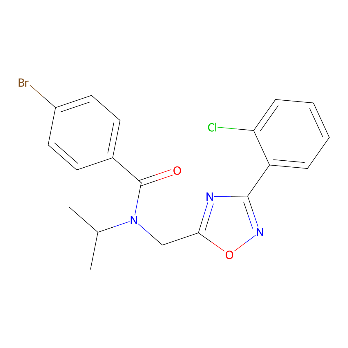 4-bromo-N-[[3-(2-chlorophenyl)-1,2,4-oxadiazol-5-yl]methyl]-N-propan-2-ylbenzamide molecular structure, CAS 717831-84-0