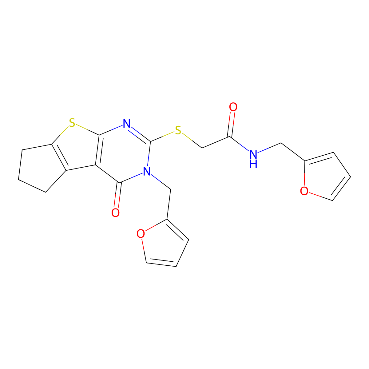 N-[(furan-2-yl)methyl]-2-({11-[(furan-2-yl)methyl]-12-oxo-7-thia-9,11-diazatricyclo[6.4.0.0^{2,6}]dodeca-1(8),2(6),9-trien-10-yl}sulfanyl)acetamide molecular structure, CAS 717832-11-6