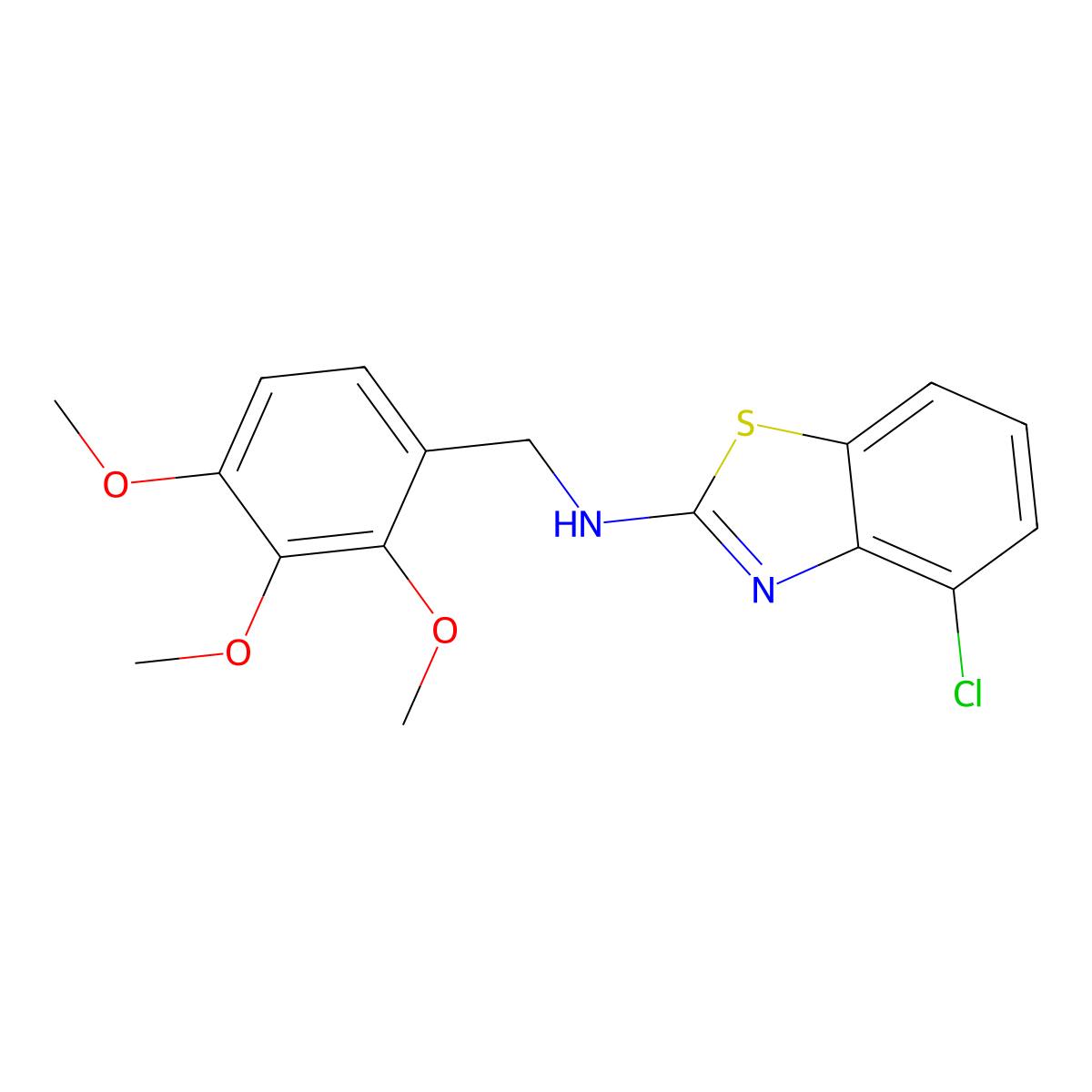 4-chloro-N-[(2,3,4-trimethoxyphenyl)methyl]-1,3-benzothiazol-2-amine molecular structure, CAS 717832-16-1