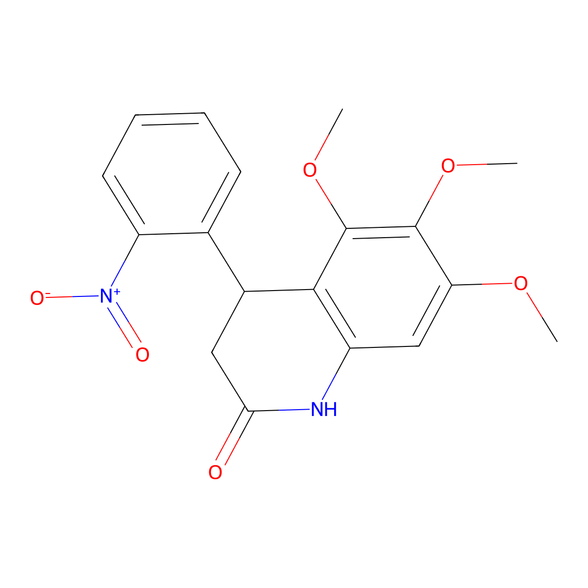 5,6,7-trimethoxy-4-(2-nitrophenyl)-3,4-dihydroquinolin-2(1H)-one molecular structure, CAS 717832-34-3
