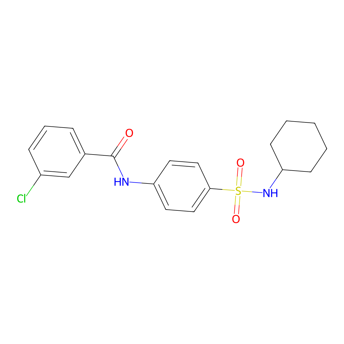 3-chloro-N-[4-(cyclohexylsulfamoyl)phenyl]benzamide molecular structure, CAS 717833-08-4
