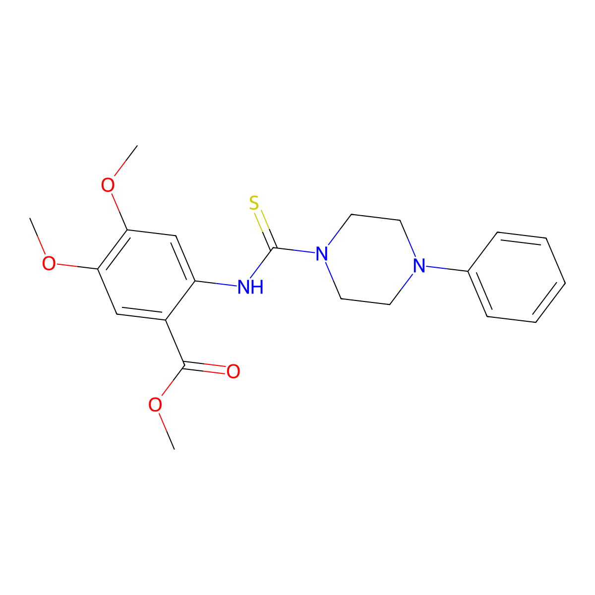 Methyl 4,5-dimethoxy-2-{[(4-phenylpiperazinyl)thioxomethyl]amino}benzoate molecular structure, CAS 717833-10-8