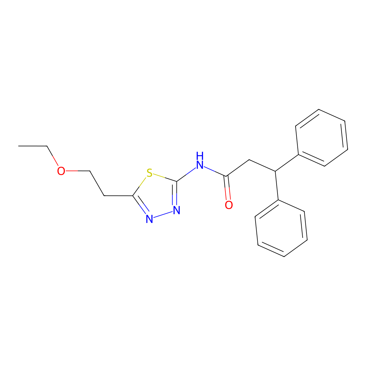 N-[5-(2-ethoxyethyl)-1,3,4-thiadiazol-2-yl]-3,3-diphenylpropanamide molecular structure, CAS 717833-17-5