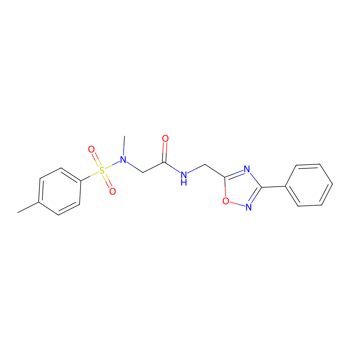 2-[methyl-(4-methylphenyl)sulfonylamino]-N-[(3-phenyl-1,2,4-oxadiazol-5-yl)methyl]acetamide molecular structure, CAS 717833-31-3
