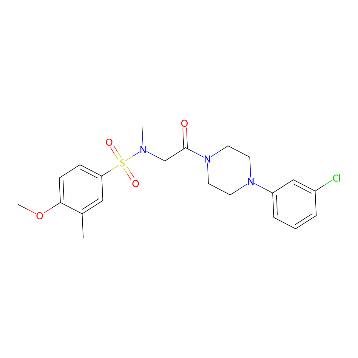 N-{2-[4-(3-chlorophenyl)piperazin-1-yl]-2-oxoethyl}-4-methoxy-N,3-dimethylbenzenesulfonamide molecular structure, CAS 717833-34-6