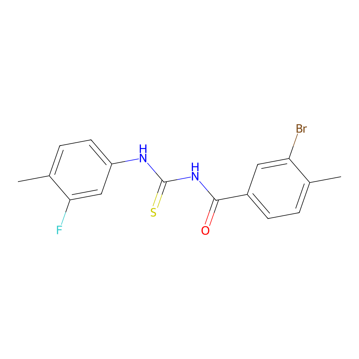 3-bromo-N-[(3-fluoro-4-methylphenyl)carbamothioyl]-4-methylbenzamide molecular structure, CAS 717833-35-7