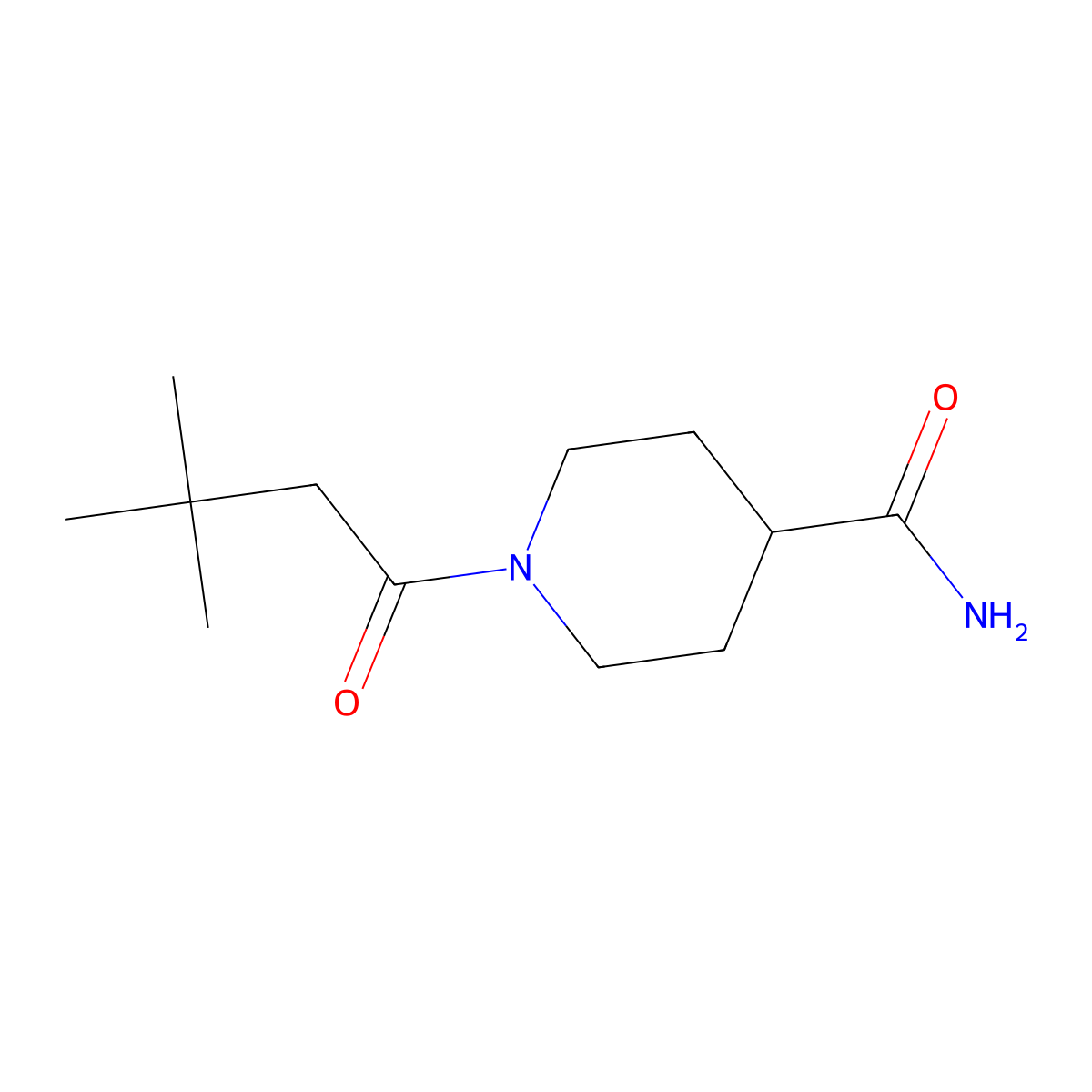 1-(3,3-Dimethylbutanoyl)piperidine-4-carboxamide molecular structure, CAS 717833-36-8