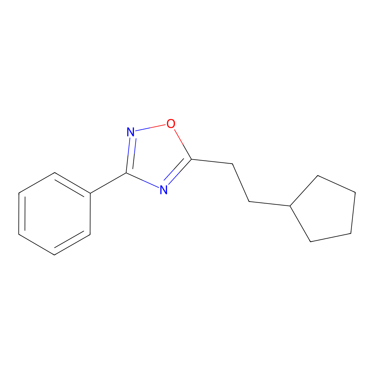 5-(2-Cyclopentylethyl)-3-phenyl-1,2,4-oxadiazole molecular structure, CAS 717833-47-1