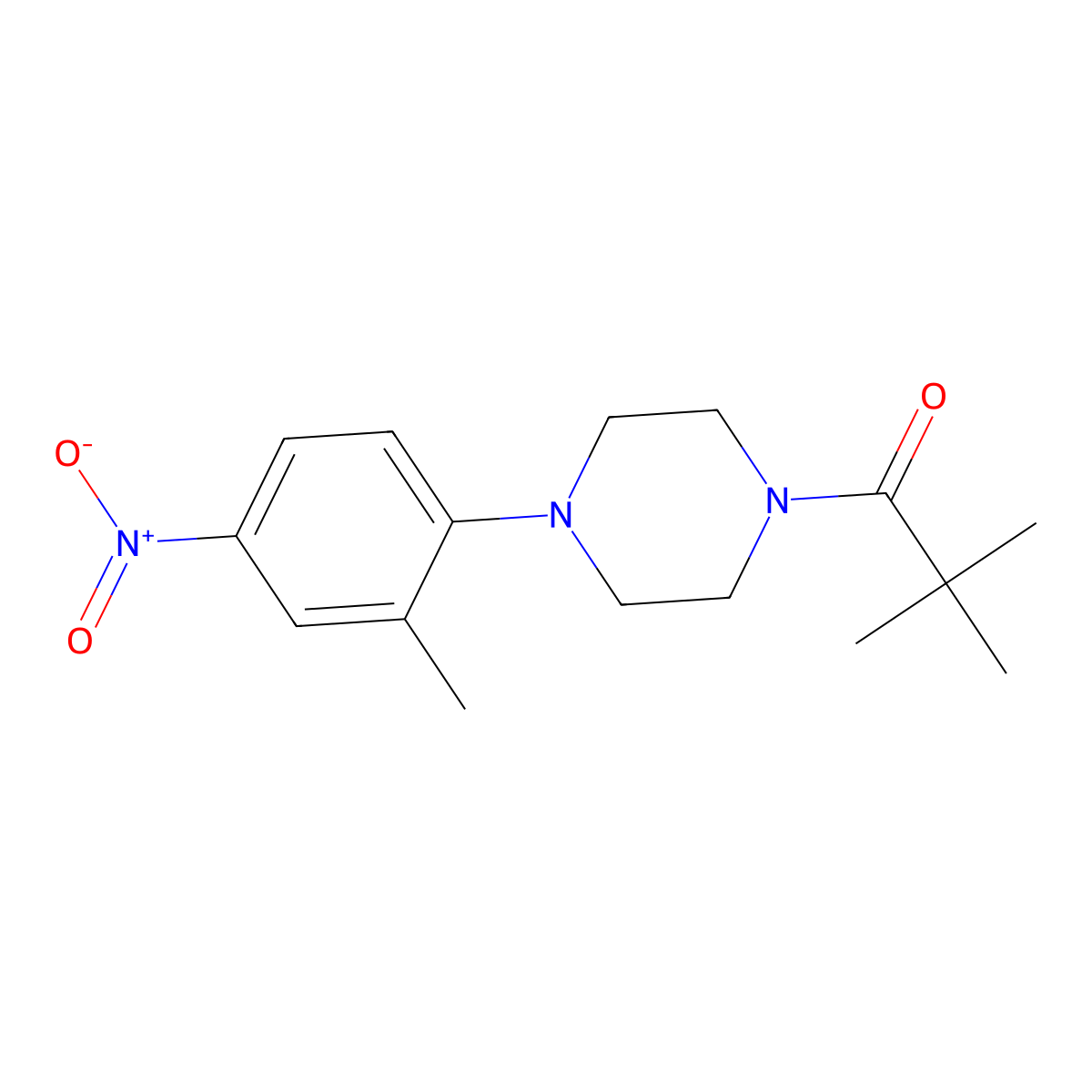 2,2-Dimethyl-1-[4-(2-methyl-4-nitrophenyl)piperazin-1-yl]propan-1-one molecular structure, CAS 717833-49-3