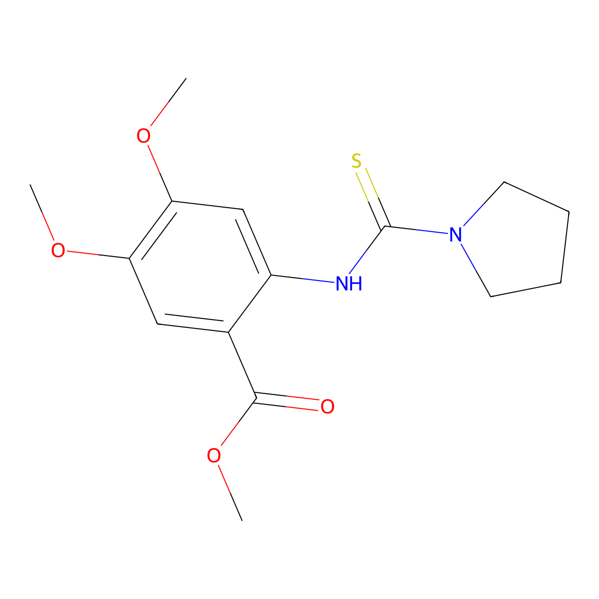 Methyl 4,5-dimethoxy-2-(pyrrolidine-1-carbothioylamino)benzoate molecular structure, CAS 717833-50-6