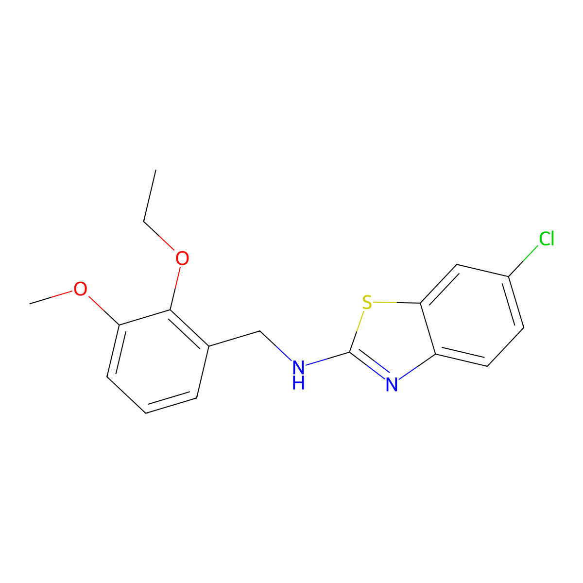 6-chloro-N-[(2-ethoxy-3-methoxyphenyl)methyl]-1,3-benzothiazol-2-amine molecular structure, CAS 717833-52-8