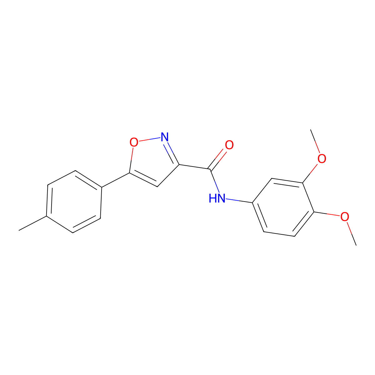 N-(3,4-dimethoxyphenyl)-5-(4-methylphenyl)-1,2-oxazole-3-carboxamide molecular structure, CAS 717833-54-0