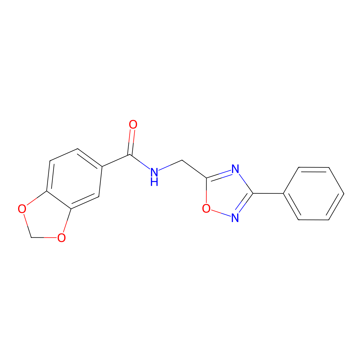 N-[(3-phenyl-1,2,4-oxadiazol-5-yl)methyl]-1,3-benzodioxole-5-carboxamide molecular structure, CAS 717833-56-2