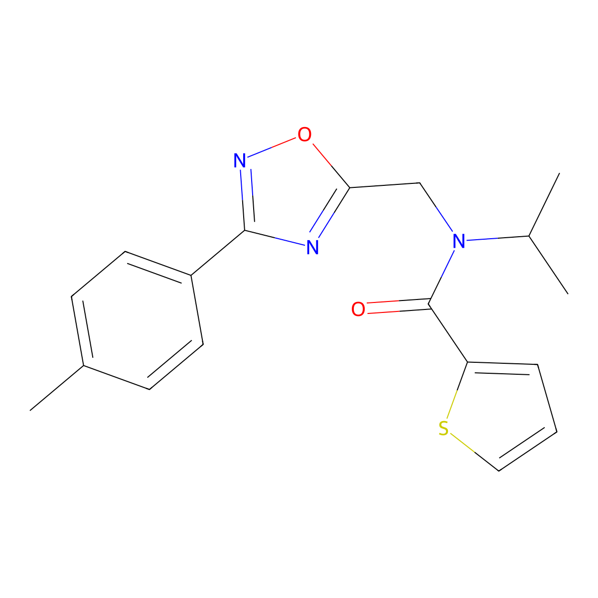 N-{[3-(4-methylphenyl)-1,2,4-oxadiazol-5-yl]methyl}-N-(propan-2-yl)thiophene-2-carboxamide molecular structure, CAS 717833-57-3