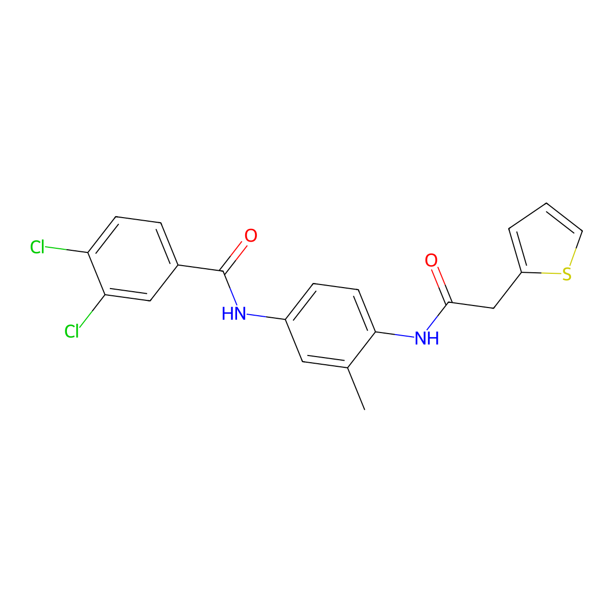 3,4-dichloro-N-[3-methyl-4-[(2-thiophen-2-ylacetyl)amino]phenyl]benzamide molecular structure, CAS 717833-59-5