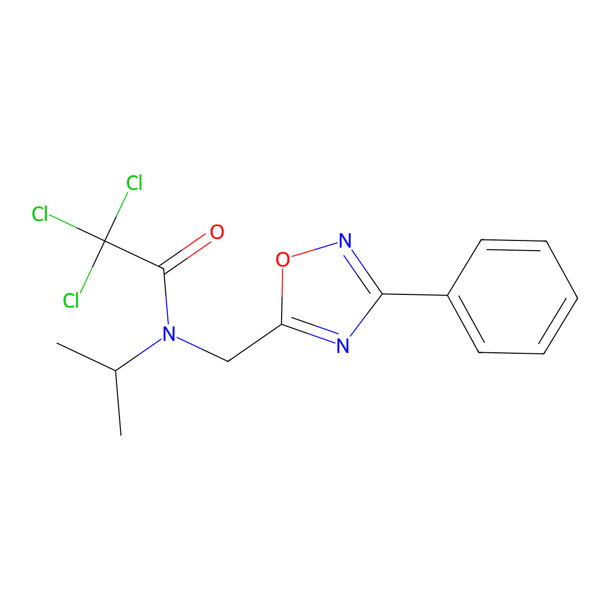 2,2,2-trichloro-N-[(3-phenyl-1,2,4-oxadiazol-5-yl)methyl]-N-propan-2-ylacetamide molecular structure, CAS 717833-70-0