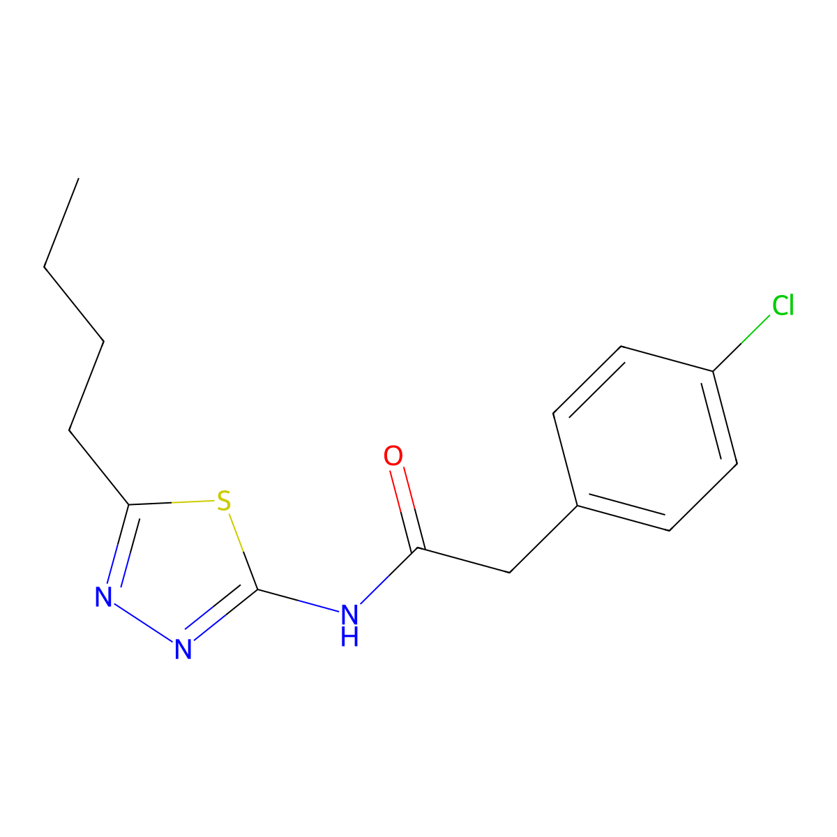 N-(5-butyl-1,3,4-thiadiazol-2-yl)-2-(4-chlorophenyl)acetamide molecular structure, CAS 717833-71-1