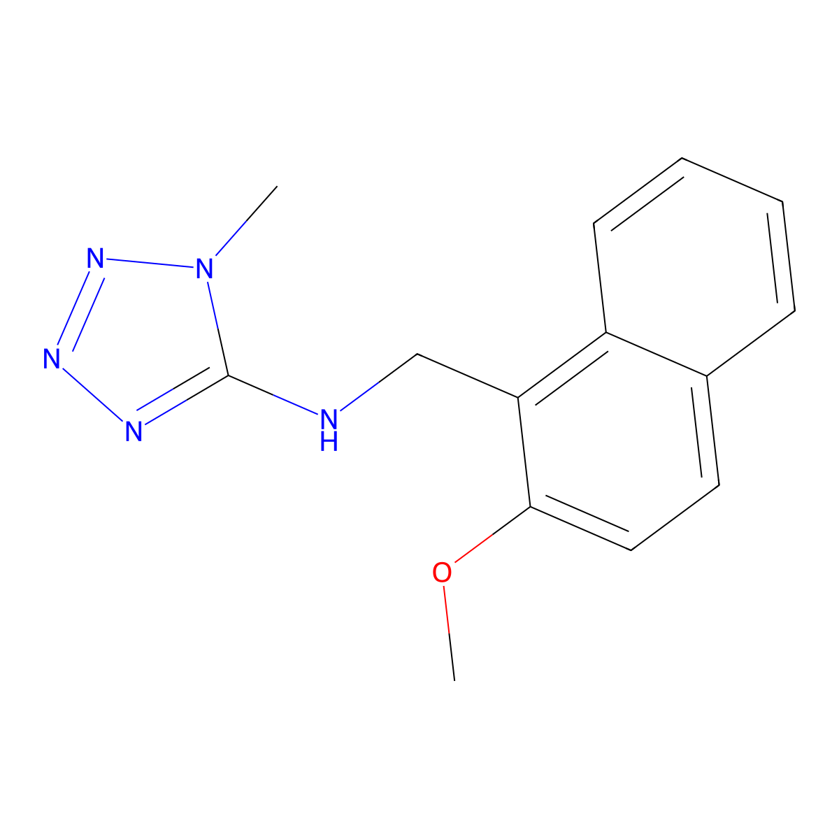 N-[(2-methoxynaphthalen-1-yl)methyl]-1-methyltetrazol-5-amine molecular structure, CAS 717833-84-6