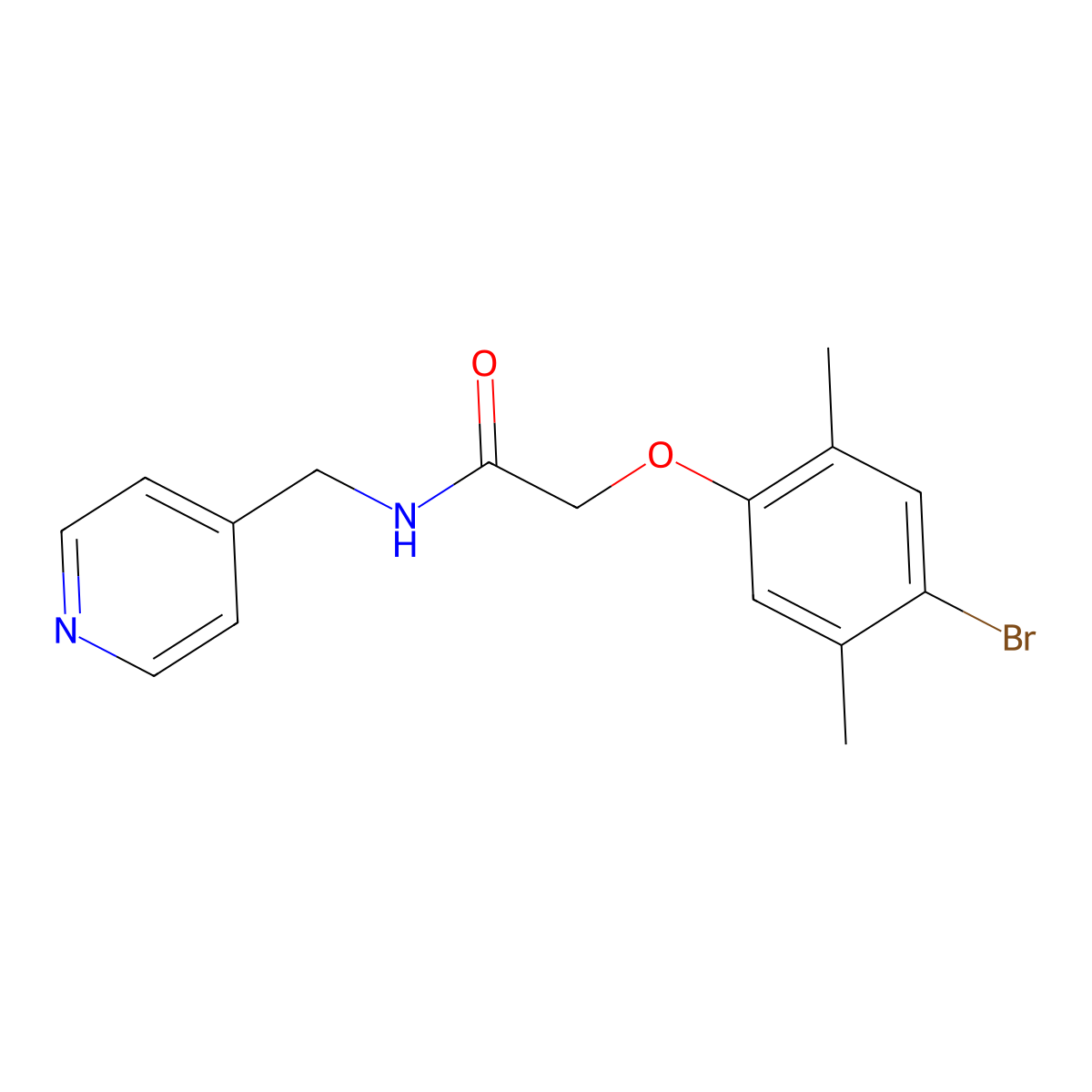 2-(4-bromo-2,5-dimethylphenoxy)-N-(pyridin-4-ylmethyl)acetamide molecular structure, CAS 717834-16-7