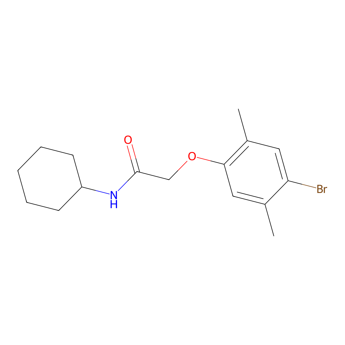 2-(4-bromo-2,5-dimethylphenoxy)-N-cyclohexylacetamide molecular structure, CAS 717834-27-0
