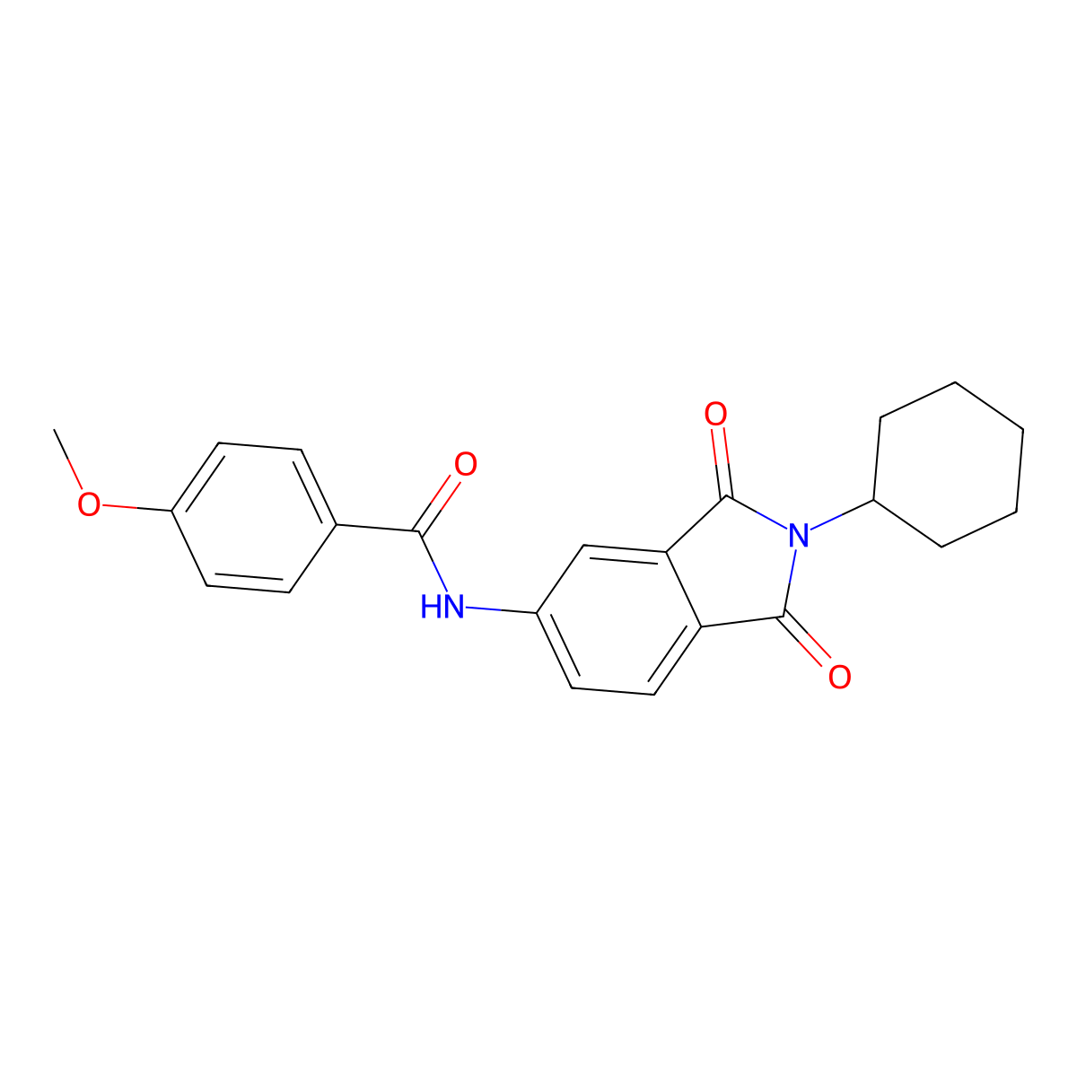 N-(2-cyclohexyl-1,3-dioxoisoindol-5-yl)-4-methoxybenzamide molecular structure, CAS 717834-32-7