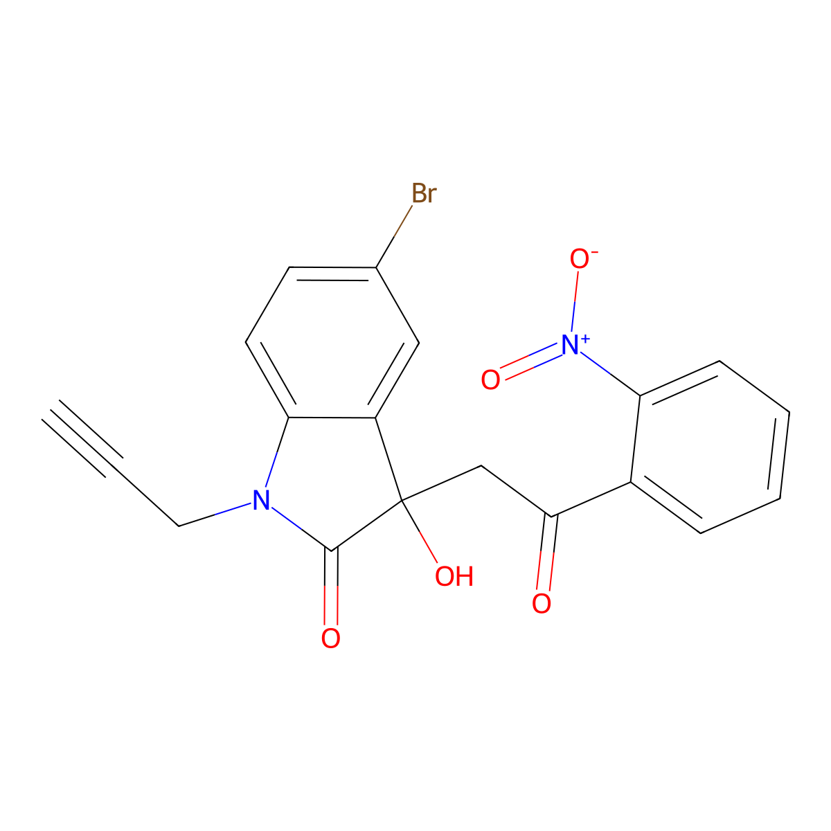 5-Bromo-3-hydroxy-3-[2-(2-nitrophenyl)-2-oxoethyl]-1-prop-2-ynylindol-2-one molecular structure, CAS 717834-37-2
