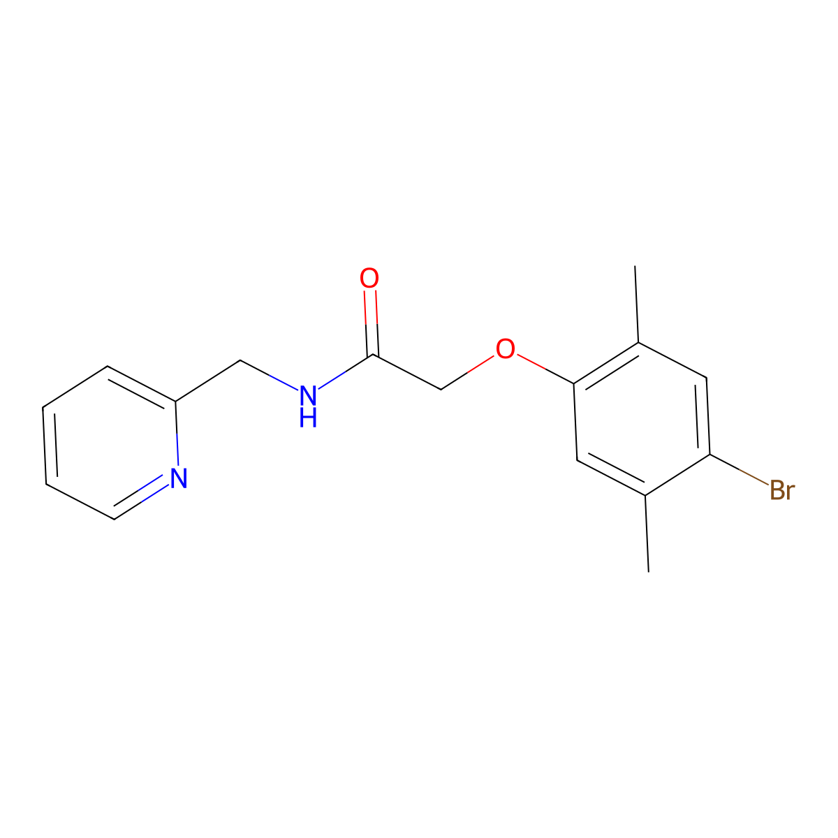 2-(4-bromo-2,5-dimethylphenoxy)-N-(pyridin-2-ylmethyl)acetamide molecular structure, CAS 717834-38-3