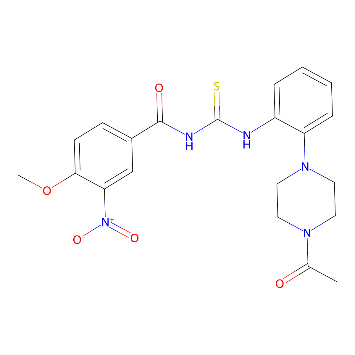 N-[[2-(4-acetylpiperazin-1-yl)phenyl]carbamothioyl]-4-methoxy-3-nitrobenzamide molecular structure, CAS 717834-49-6