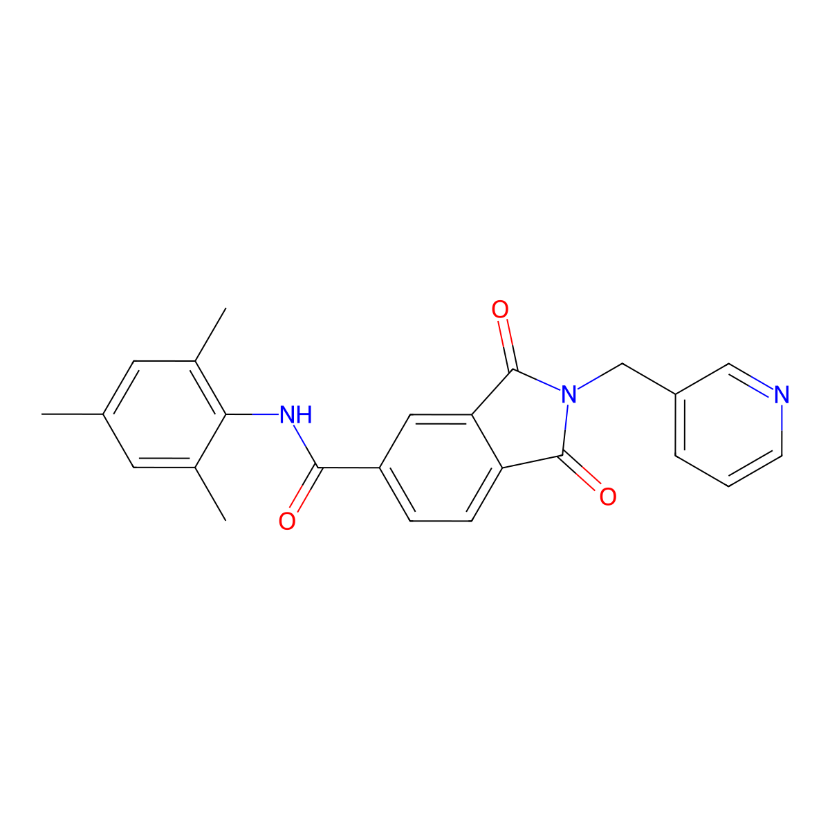 1,3-dioxo-2-(pyridin-3-ylmethyl)-N-(2,4,6-trimethylphenyl)isoindole-5-carboxamide molecular structure, CAS 717834-84-9