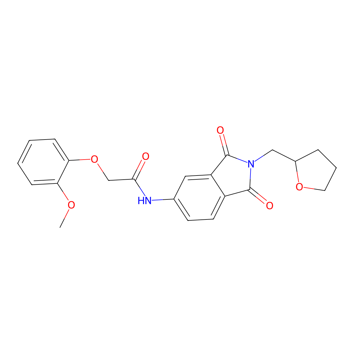 N-[1,3-dioxo-2-(oxolan-2-ylmethyl)isoindol-5-yl]-2-(2-methoxyphenoxy)acetamide molecular structure, CAS 717835-17-1