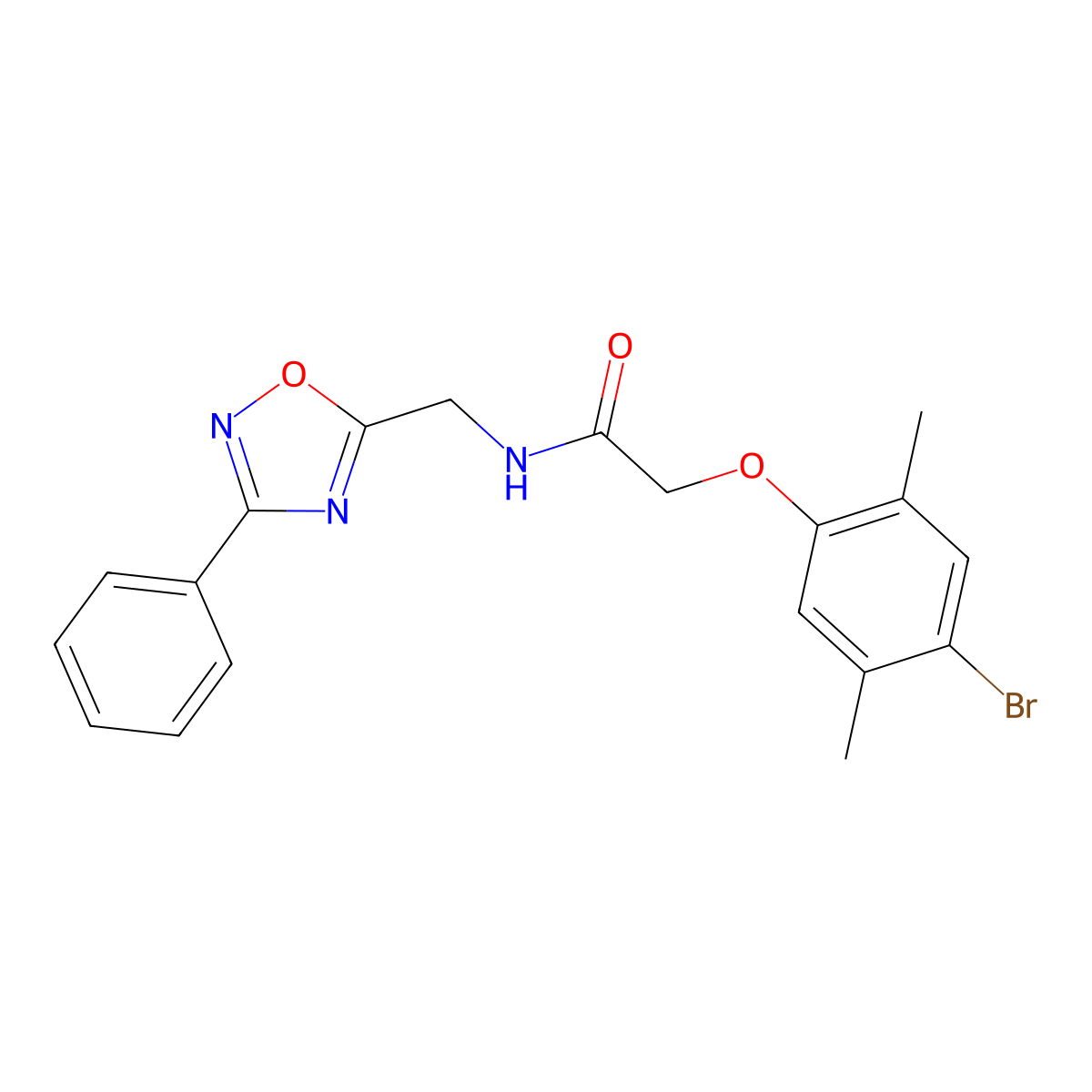 2-(4-bromo-2,5-dimethylphenoxy)-N-[(3-phenyl-1,2,4-oxadiazol-5-yl)methyl]acetamide molecular structure, CAS 717835-20-6