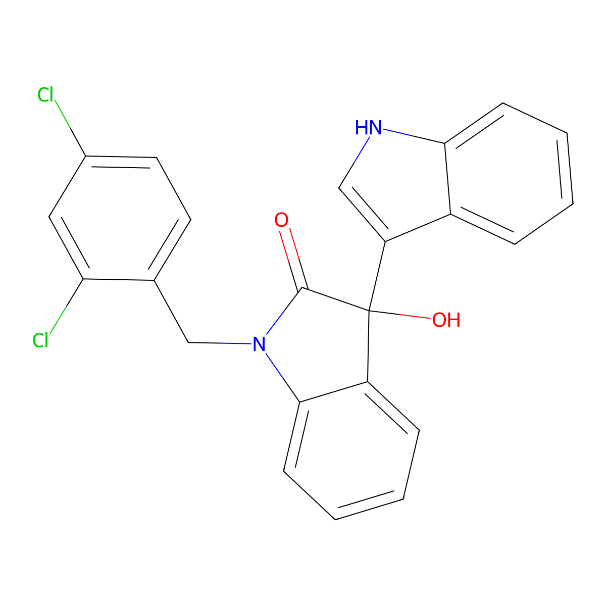 1-[(2,4-dichlorophenyl)methyl]-3-hydroxy-3-(1H-indol-3-yl)indol-2-one molecular structure, CAS 717835-33-1