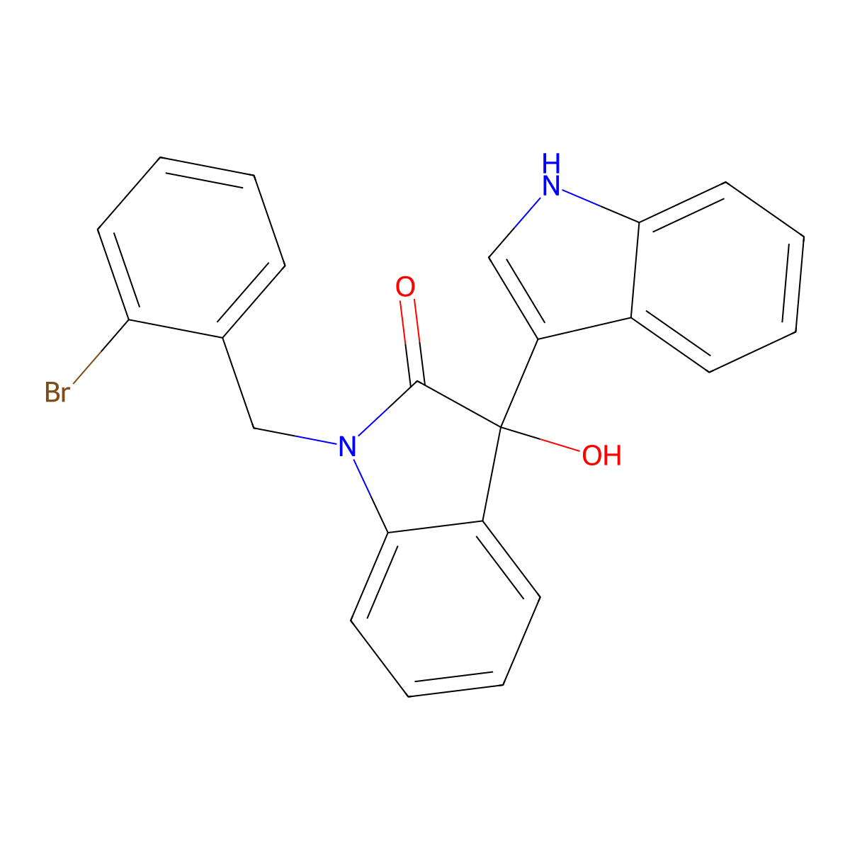1-[(2-bromophenyl)methyl]-3-hydroxy-3-(1H-indol-3-yl)indol-2-one molecular structure, CAS 717835-34-2