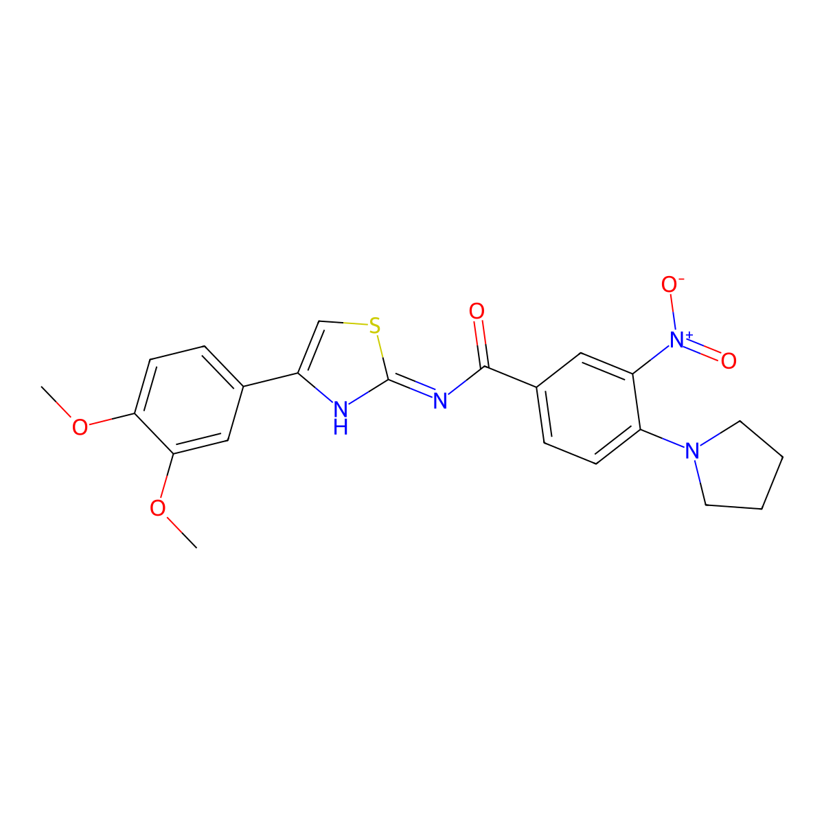 N-[4-(3,4-dimethoxyphenyl)-1,3-thiazol-2-yl]-3-nitro-4-pyrrolidin-1-ylbenzamide molecular structure, CAS 717835-37-5