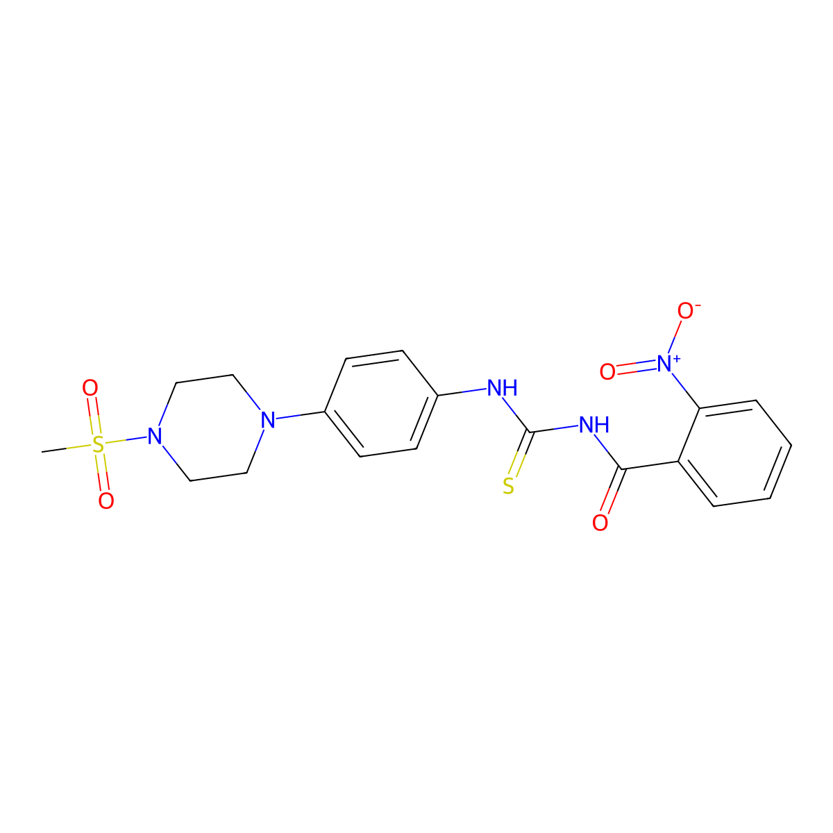 N-[[4-(4-methylsulfonylpiperazin-1-yl)phenyl]carbamothioyl]-2-nitrobenzamide molecular structure, CAS 717835-51-3