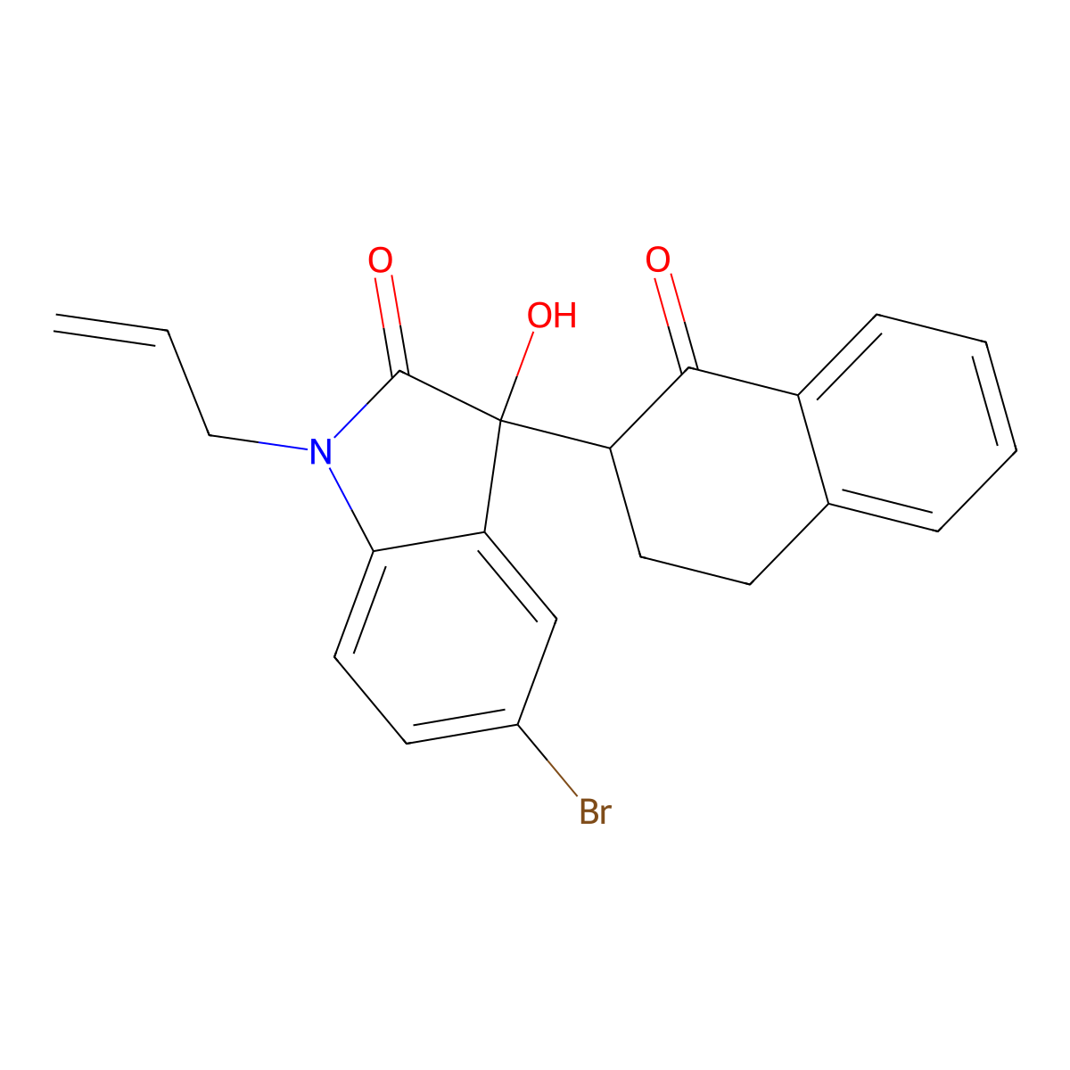 5-bromo-3-hydroxy-3-(1-oxo-3,4-dihydro-2H-naphthalen-2-yl)-1-prop-2-enylindol-2-one molecular structure, CAS 717835-61-5