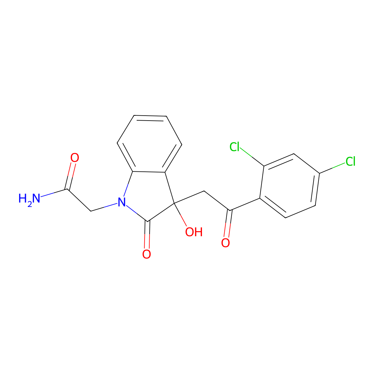 2-{3-[2-(2,4-dichlorophenyl)-2-oxoethyl]-3-hydroxy-2-oxo-2,3-dihydro-1H-indol-1-yl}acetamide molecular structure, CAS 717835-65-9