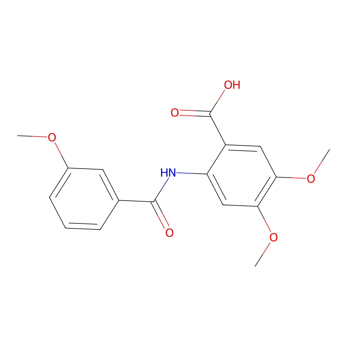 4,5-Dimethoxy-2-{[(3-methoxyphenyl)carbonyl]amino}benzoic acid molecular structure, CAS 717835-75-1