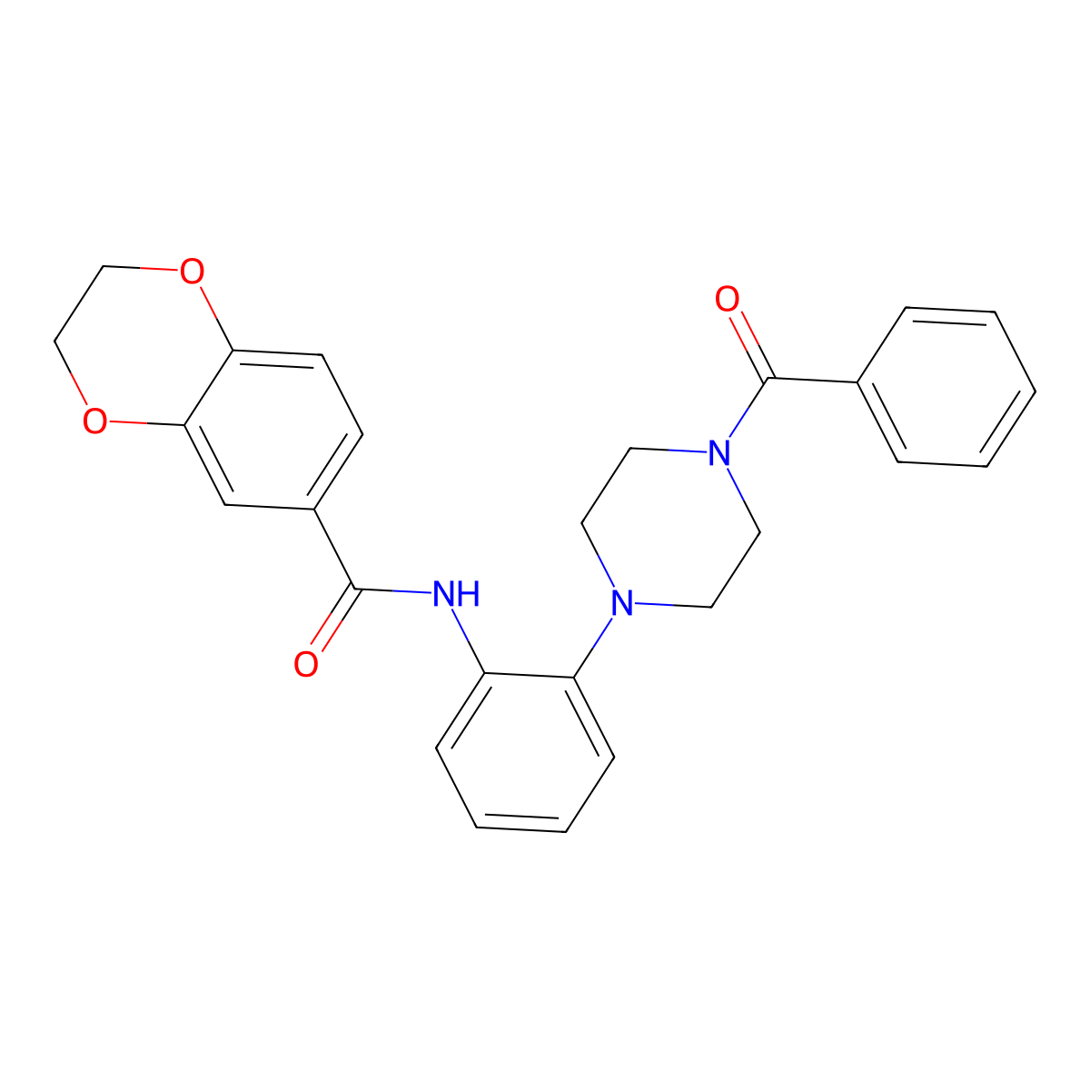 N-[2-(4-benzoylpiperazin-1-yl)phenyl]-2,3-dihydro-1,4-benzodioxine-6-carboxamide molecular structure, CAS 717835-85-3