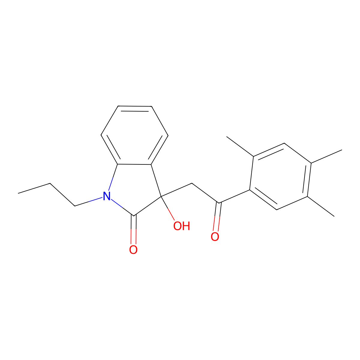 3-hydroxy-3-[2-oxo-2-(2,4,5-trimethylphenyl)ethyl]-1-propyl-1,3-dihydro-2H-indol-2-one molecular structure, CAS 717835-98-8