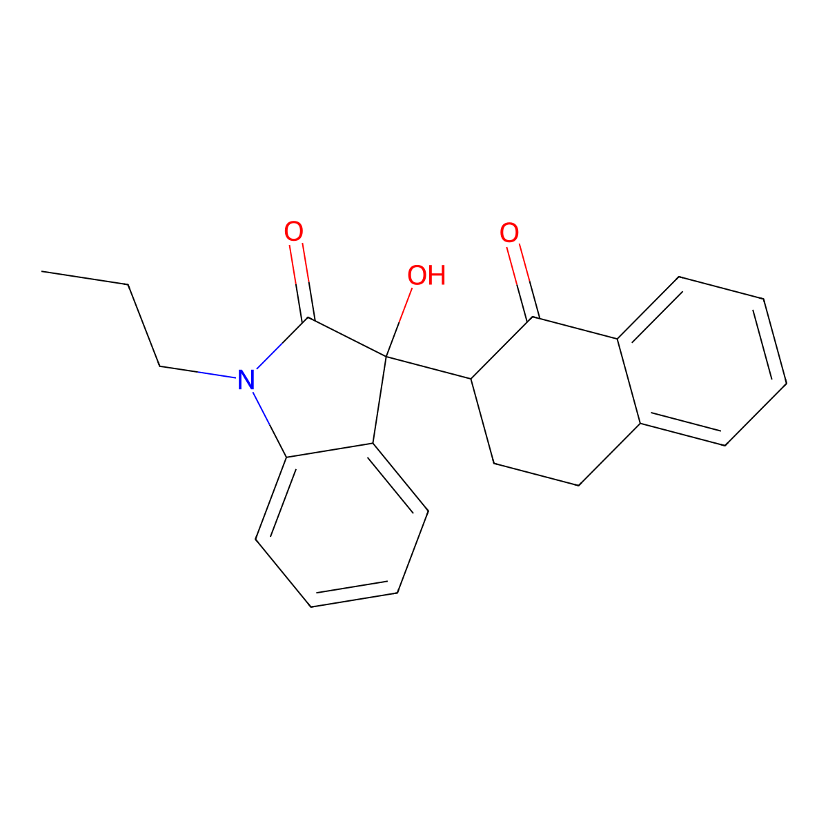 3-hydroxy-3-(1-oxo-3,4-dihydro-2H-naphthalen-2-yl)-1-propylindol-2-one molecular structure, CAS 717836-04-9