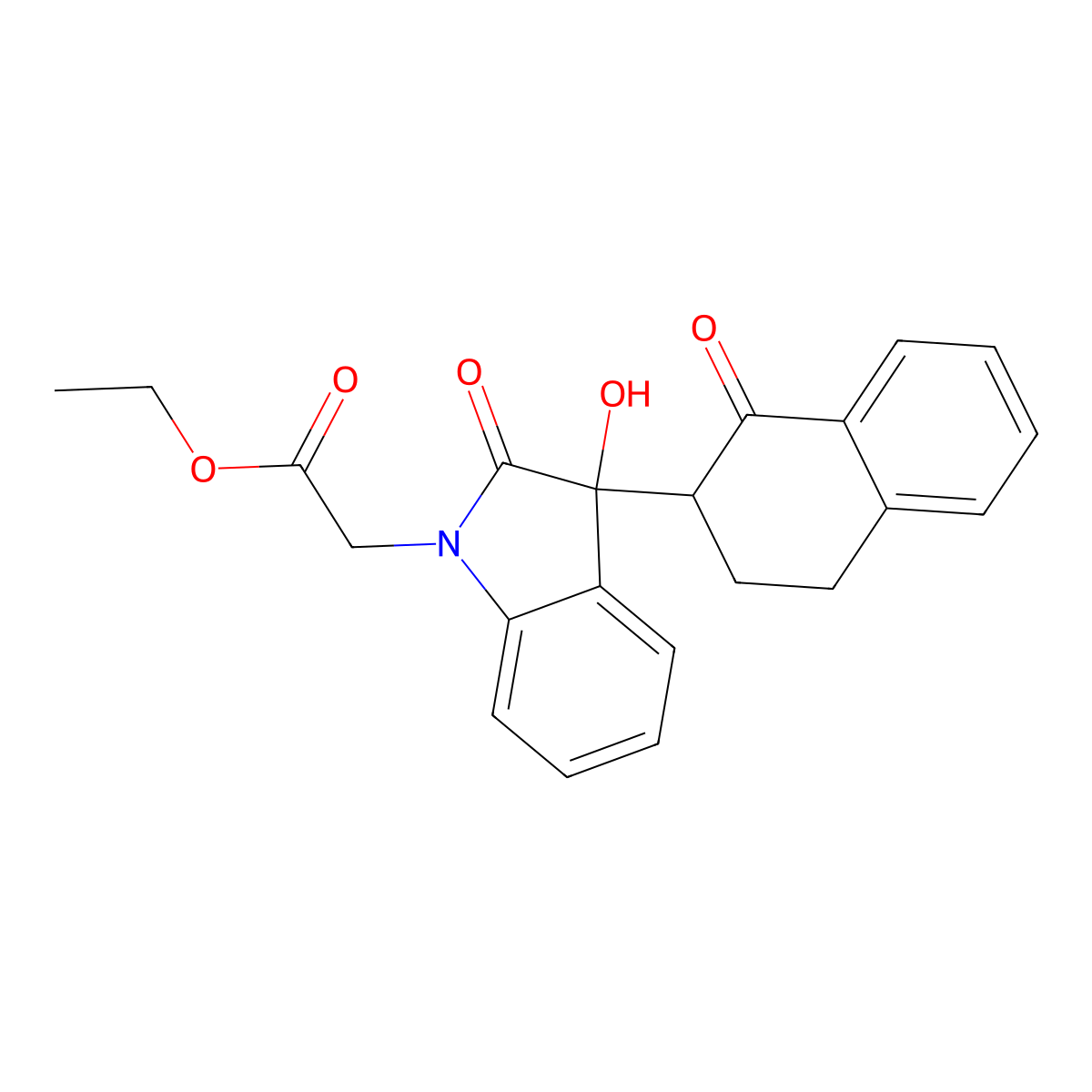ethyl [3-hydroxy-2-oxo-3-(1-oxo-1,2,3,4-tetrahydronaphthalen-2-yl)-2,3-dihydro-1H-indol-1-yl]acetate molecular structure, CAS 717836-12-9