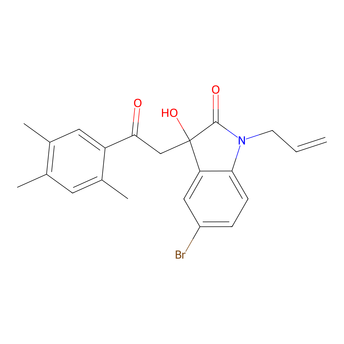 5-Bromo-3-hydroxy-3-[2-oxo-2-(2,4,5-trimethylphenyl)ethyl]-1-prop-2-enylindol-2-one molecular structure, CAS 717836-18-5