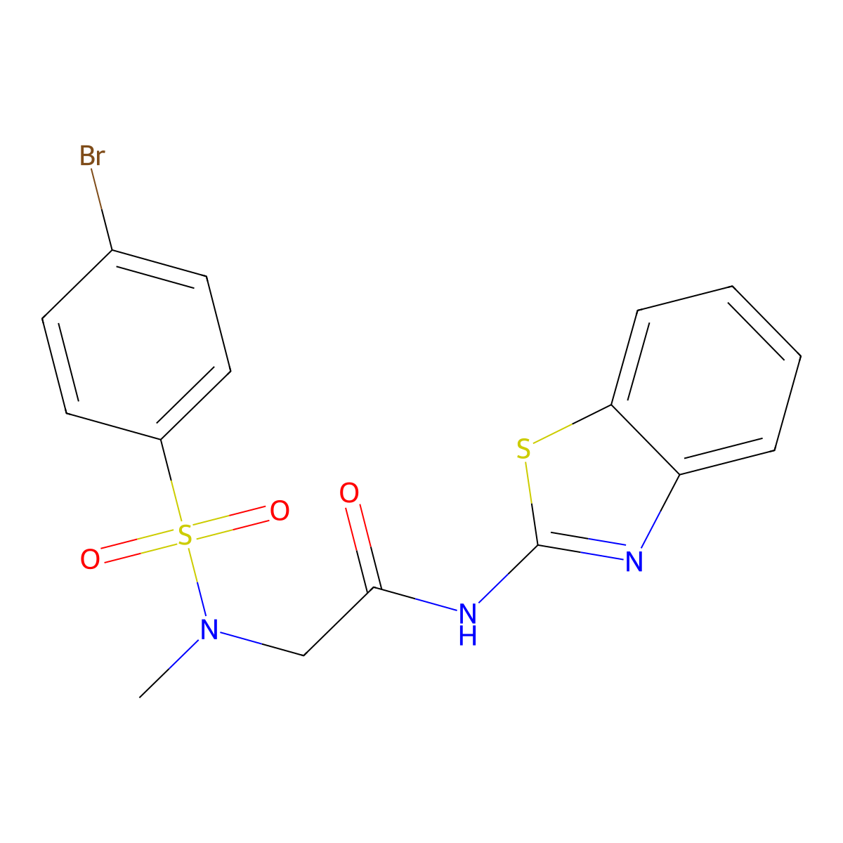 N-(1,3-benzothiazol-2-yl)-2-[(4-bromophenyl)sulfonyl-methylamino]acetamide molecular structure, CAS 717836-64-1