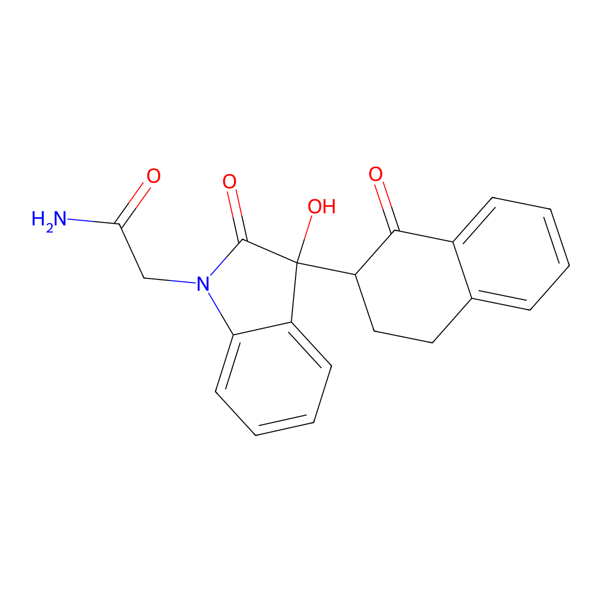 2-[3-hydroxy-2-oxo-3-(1-oxo-3,4-dihydro-2H-naphthalen-2-yl)indol-1-yl]acetamide molecular structure, CAS 717836-67-4